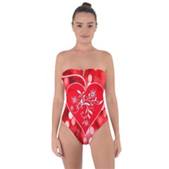 Love Romantic Greeting Celebration Tie Back One Piece Swimsuit by Sapixe