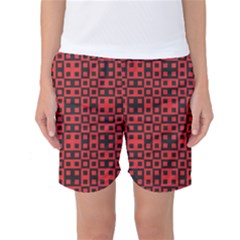 Abstract Background Red Black Women s Basketball Shorts by Sapixe