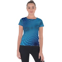 Background Brush Particles Wave Short Sleeve Sports Top 