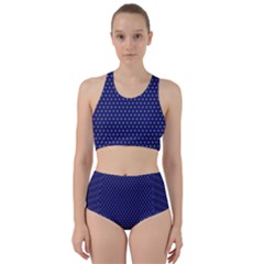 Blue Fractal Art Honeycomb Mathematics Racer Back Bikini Set by Sapixe