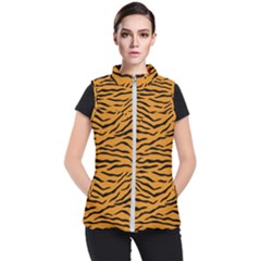 Orange And Black Tiger Stripes Women s Puffer Vest by PodArtist