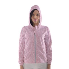 Elios Shirt Faces In White Outlines On Pale Pink Cmbyn Hooded Windbreaker (women) by PodArtist