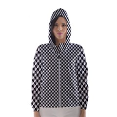 Black And White Checkerboard Weimaraner Hooded Windbreaker (women) by PodArtist