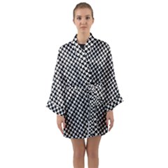 Black And White Checkerboard Weimaraner Long Sleeve Kimono Robe by PodArtist