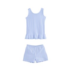 Alice Blue Pinstripe In An English Country Garden Kid s Boyleg Swimsuit by PodArtist