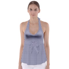 Usa Flag Blue And White Gingham Checked Babydoll Tankini Top by PodArtist