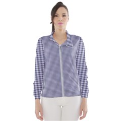 Usa Flag Blue And White Gingham Checked Windbreaker (women) by PodArtist