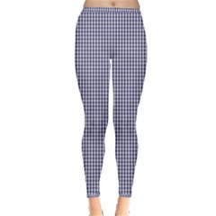 Usa Flag Blue And White Gingham Checked Inside Out Leggings by PodArtist