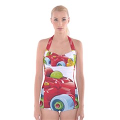 Car Vehicle Racing Car Formula Boyleg Halter Swimsuit  by Sapixe