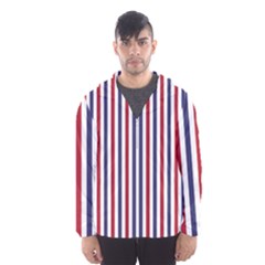 Usa Flag Red White And Flag Blue Wide Stripes Hooded Windbreaker (men) by PodArtist