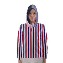 Usa Flag Red White And Flag Blue Wide Stripes Hooded Windbreaker (women) by PodArtist