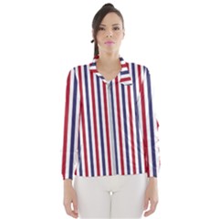 Usa Flag Red White And Flag Blue Wide Stripes Windbreaker (women) by PodArtist