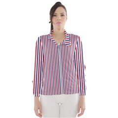 Usa Flag Red And Flag Blue Narrow Thin Stripes  Windbreaker (women) by PodArtist