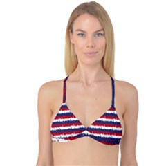 244776512ny Usa Skyline In Red White & Blue Stripes Nyc New York Manhattan Skyline Silhouette Reversible Tri Bikini Top by PodArtist