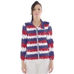 244776512ny Usa Skyline In Red White & Blue Stripes Nyc New York Manhattan Skyline Silhouette Windbreaker (women) by PodArtist