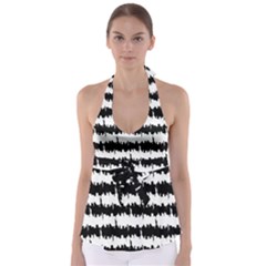 Black & White Stripes Nyc New York Manhattan Skyline Silhouette Babydoll Tankini Top by PodArtist