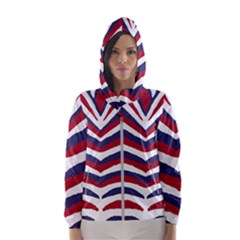 Us United States Red White And Blue American Zebra Strip Hooded Windbreaker (women) by PodArtist