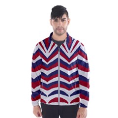 Us United States Red White And Blue American Zebra Strip Windbreaker (men) by PodArtist