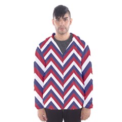 United States Red White And Blue American Jumbo Chevron Stripes Hooded Windbreaker (men) by PodArtist