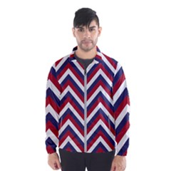 United States Red White And Blue American Jumbo Chevron Stripes Windbreaker (men) by PodArtist