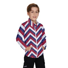 United States Red White And Blue American Jumbo Chevron Stripes Windbreaker (kids) by PodArtist