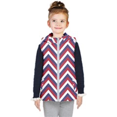 United States Red White And Blue American Jumbo Chevron Stripes Kid s Hooded Puffer Vest by PodArtist