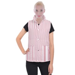 Mattress Ticking Narrow Striped Usa Flag Red And White Women s Button Up Vest by PodArtist