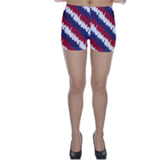 Ny Usa Candy Cane Skyline In Red White & Blue Skinny Shorts by PodArtist