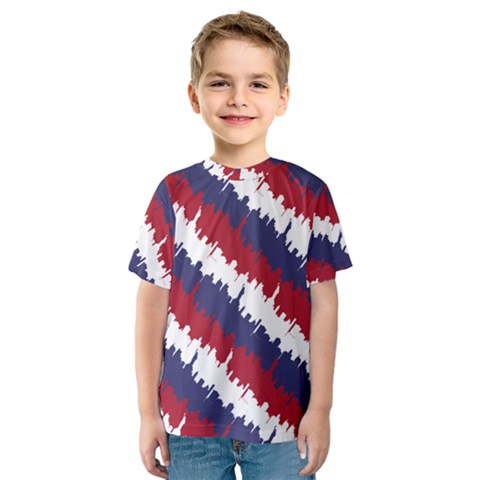 Ny Usa Candy Cane Skyline In Red White & Blue Kids  Sport Mesh Tee by PodArtist