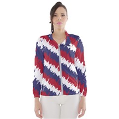 Ny Usa Candy Cane Skyline In Red White & Blue Windbreaker (women) by PodArtist