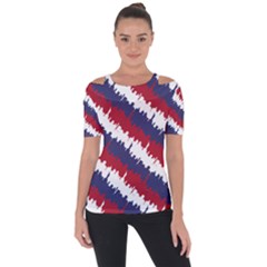 Ny Usa Candy Cane Skyline In Red White & Blue Short Sleeve Top by PodArtist