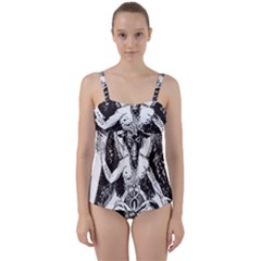 Devil Baphomet Occultism Twist Front Tankini Set by Sapixe