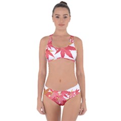 Leaves Maple Branch Autumn Fall Criss Cross Bikini Set by Sapixe