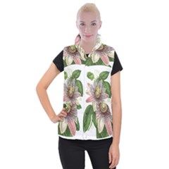 Passion Flower Flower Plant Blossom Women s Button Up Vest by Sapixe