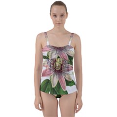 Passion Flower Flower Plant Blossom Twist Front Tankini Set by Sapixe