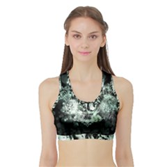 Awesome Tiger In Green And Black Sports Bra With Border by FantasyWorld7