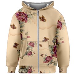 Flower Traditional Chinese Painting Kids Zipper Hoodie Without Drawstring