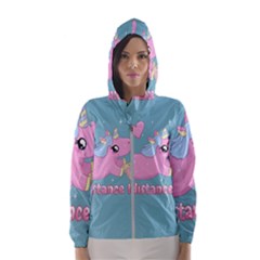 Long Distance Lover - Cute Unicorn Hooded Windbreaker (women) by Valentinaart