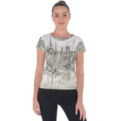 Pencil Drawing Drawing Port Short Sleeve Sports Top 
