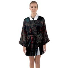 Fractal 3d Dark Red Abstract Long Sleeve Kimono Robe by Sapixe