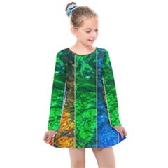 Rainbow Of Water Kids  Long Sleeve Dress by FunnyCow