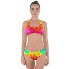 Abstract Background Square Colorful Criss Cross Bikini Set