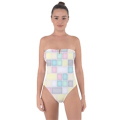 Background Abstract Pastels Square Tie Back One Piece Swimsuit