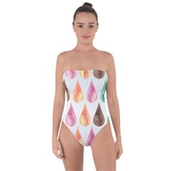 Background Colorful Abstract Tie Back One Piece Swimsuit