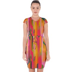 Background Abstract Colorful Capsleeve Drawstring Dress  by Nexatart