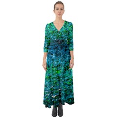 Water Color Green Button Up Boho Maxi Dress by FunnyCow