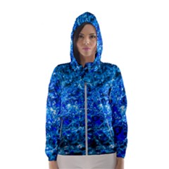 Water Color Navy Blue Hooded Windbreaker (women) by FunnyCow