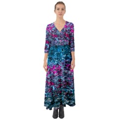Water Color Violet Button Up Boho Maxi Dress by FunnyCow