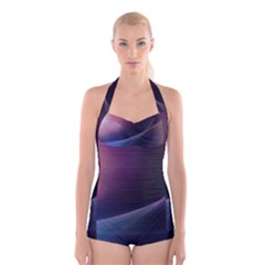 Abstract Form Color Background Boyleg Halter Swimsuit  by Nexatart