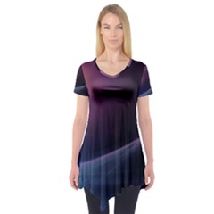 Abstract Form Color Background Short Sleeve Tunic  by Nexatart